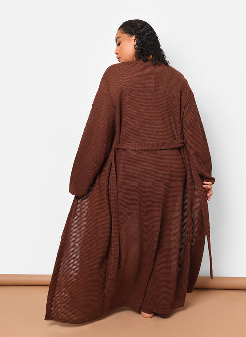 Genesis Knit Oversized Longline Duster - Chocolate