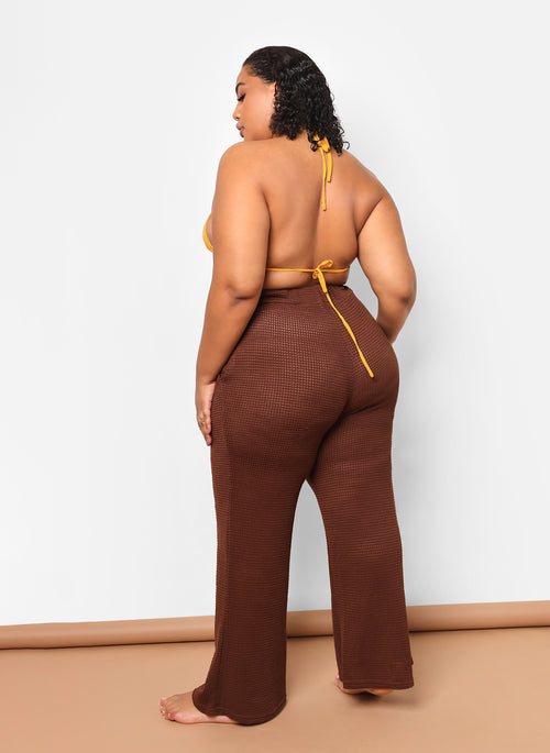 Genesis Knit Wide Leg Pant W. Pockets - Chocolate