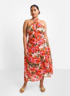 Giada Floral Halter Midi Slip Dress