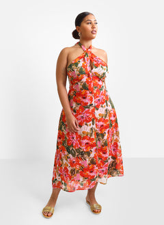 Giada Floral Halter Midi Slip Dress