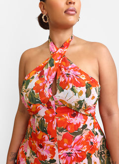 Giada Floral Halter Midi Slip Dress