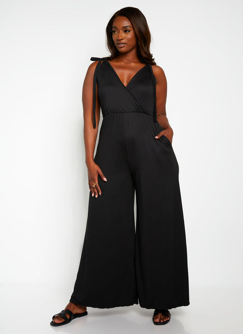 Good Evening Tie Strap Wide Leg Jumpsuit