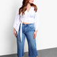 Go On Kimono Sleeve Wrap Around Tie Front Crop Top - White