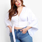 Go On Kimono Sleeve Wrap Around Tie Front Crop Top - White