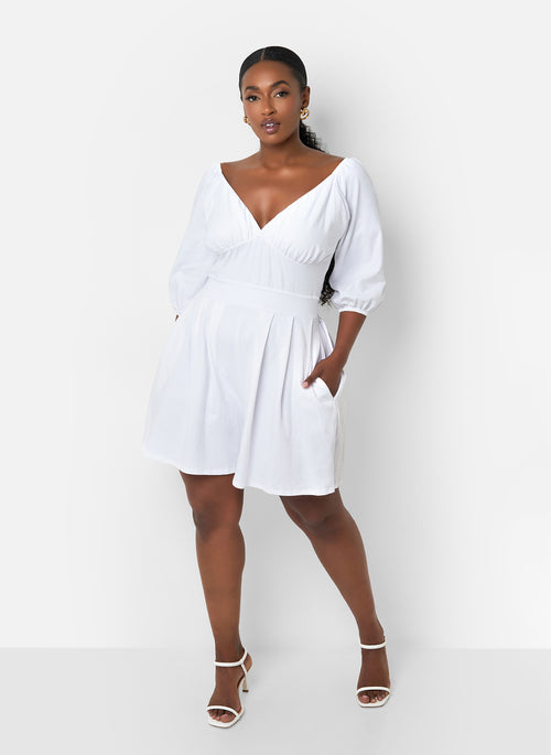 Great Time Wide Leg Romper W. Pockets - White