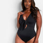 Happy Hour Tie Front Keyhole Swimsuit - Black