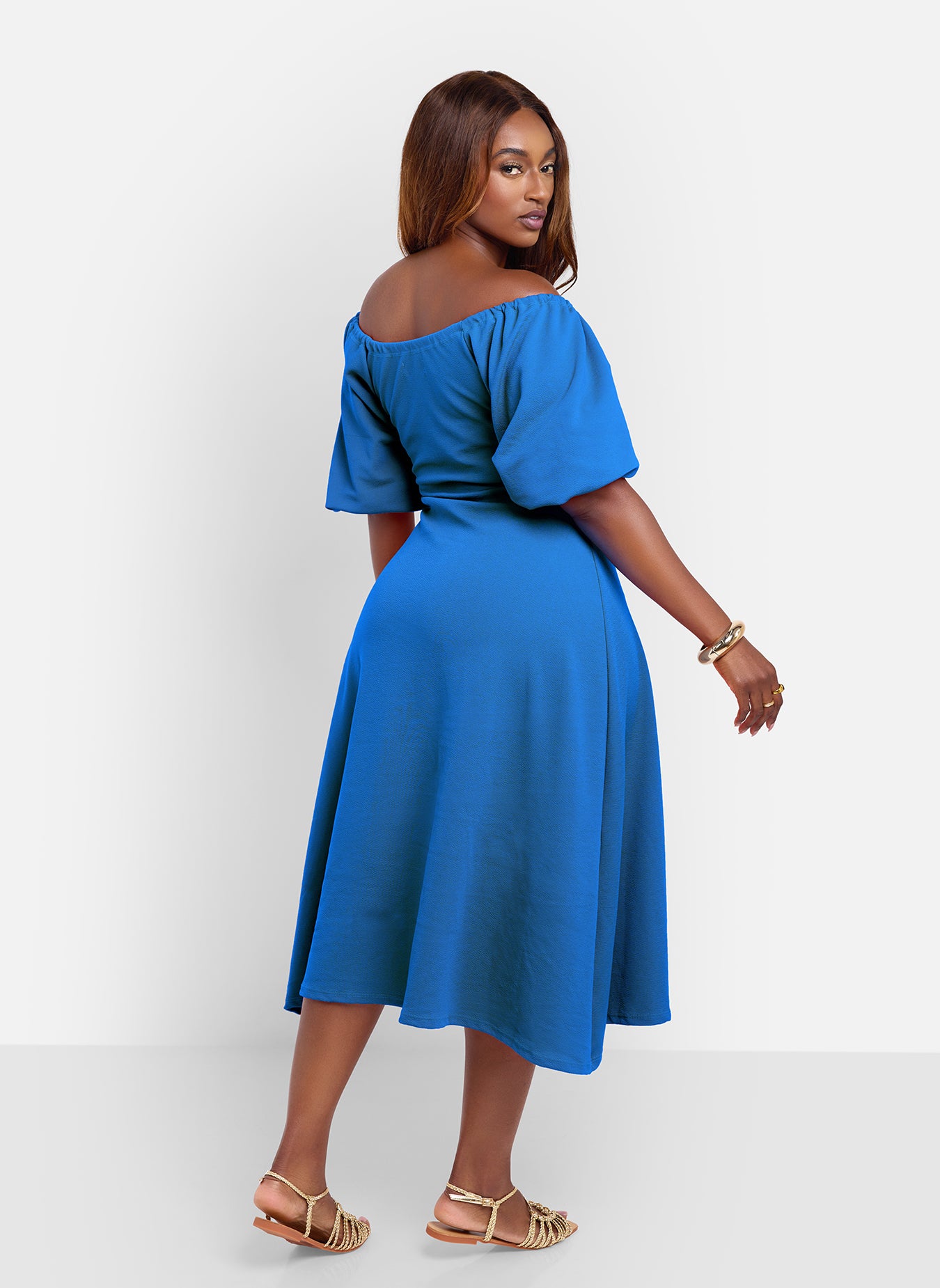 Have It All Peasant Top A-Line Midi Dress