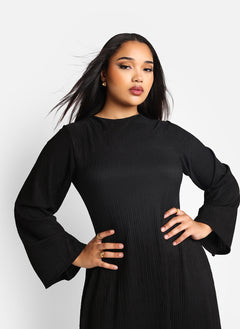 Helga Textured Flare Sleeve Midi Shift Dress