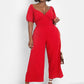 Hiding Something Peasant Top Wide Leg Jumpsuits w. Pockets
