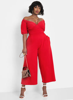 Hiding Something Peasant Top Wide Leg Jumpsuits w. Pockets