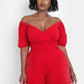 Hiding Something Peasant Top Wide Leg Jumpsuits w. Pockets