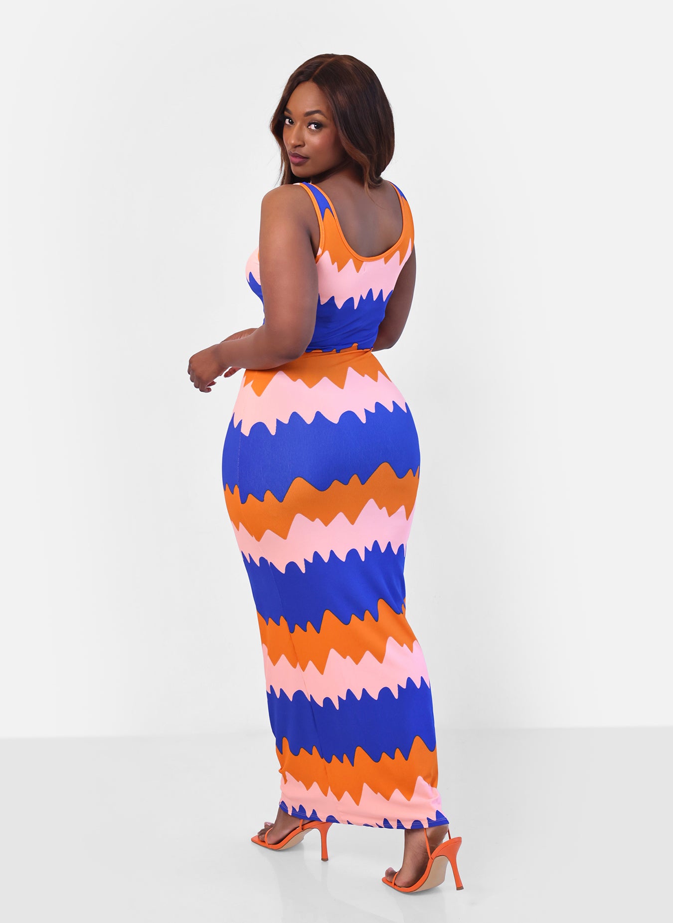 High Advantage Abdtract Stripe Bodycon Maxi Dress