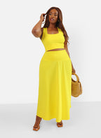 High Shine Drop Waist A Line Maxi Skirt