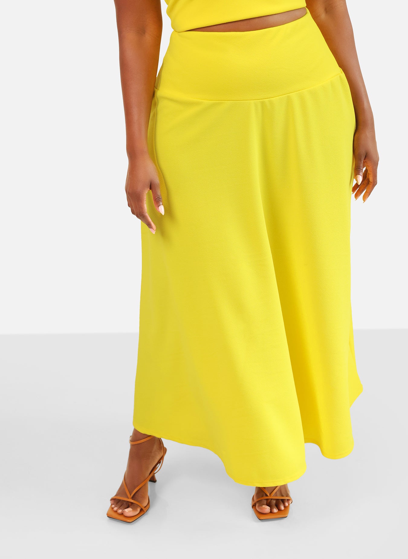 High Shine Drop Waist A Line Maxi Skirt