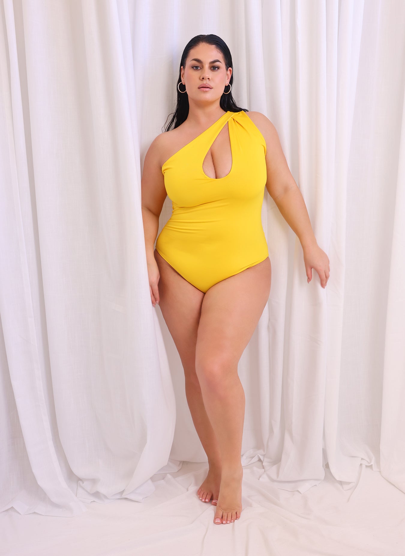 Honey Cut Out One Piece Swimsuit - Yellow