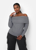 Hope Stripe Off Shoulder Top