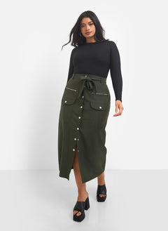 I Got It Ribbed Turtleneck Long Sleeve Bodysuit - Black