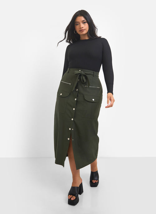 I Got It Ribbed Turtleneck Long Sleeve Bodysuit - Black