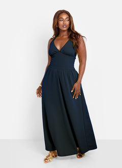 Isabella Halter Skater Maxi Dress - Black