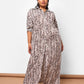 Isha Bamboo Print Button Front Maxi Collared Dress