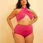 Island Babe Wrap Halter Swim Top - Fuchsia