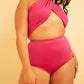 Island Babe Wrap Halter Swim Top - Fuchsia
