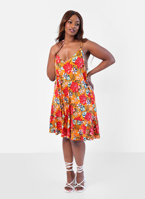 Island Dream Tropical Print Shift Mini Dress