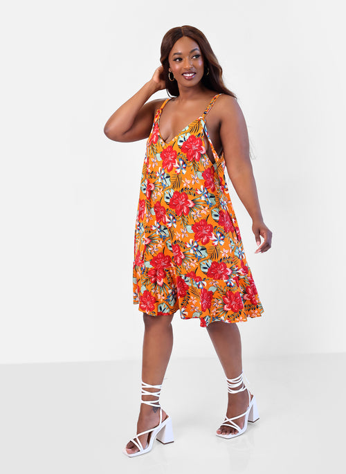 Island Dream Tropical Print Shift Mini Dress