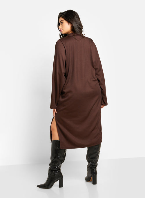 Issa Ribbed Collared Oversized Midi Dress