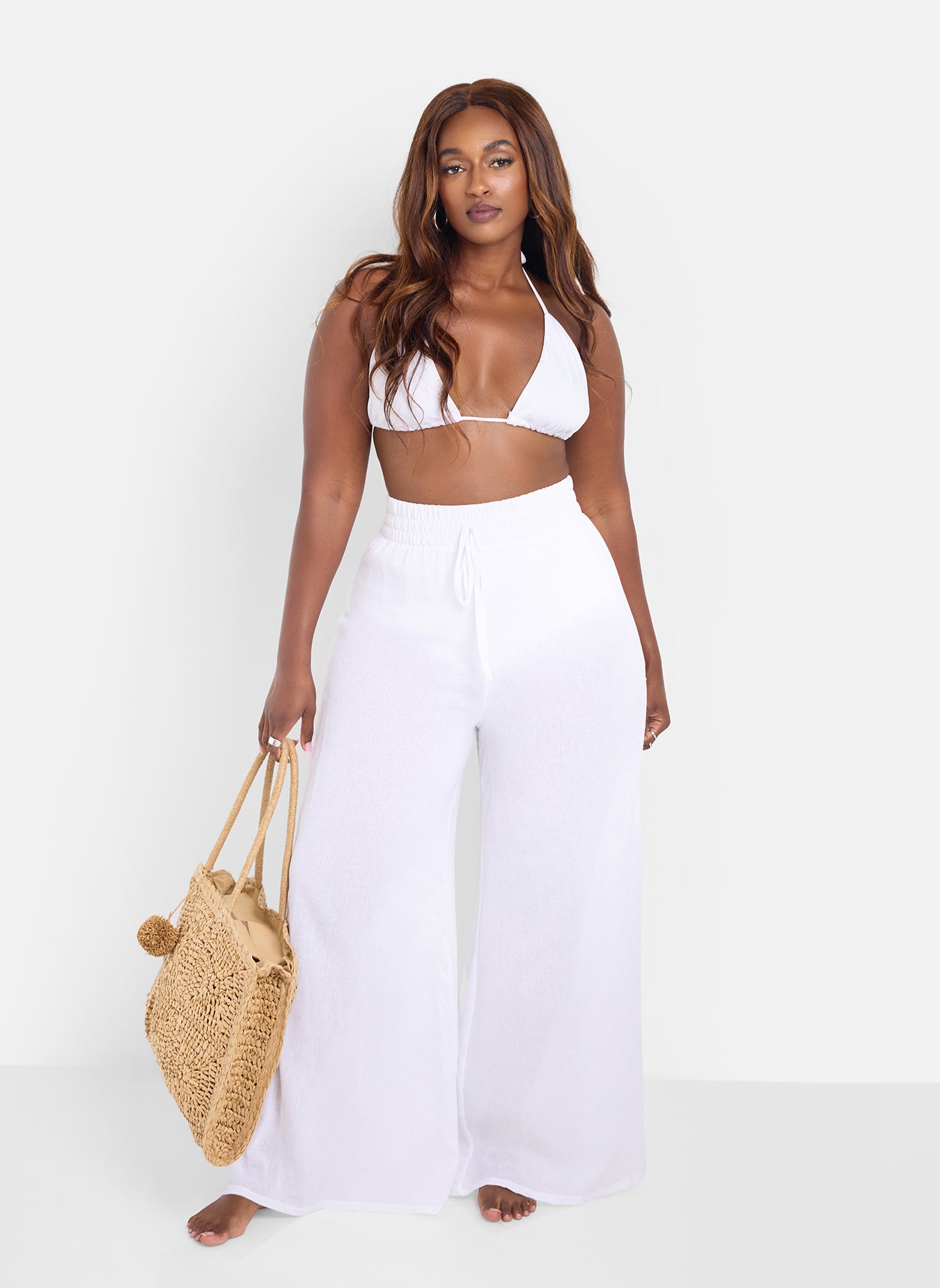 Ivory Sheer Wide Leg Cover Up Pants