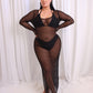 Jade Sheer Mesh Maxi Coverup - Black