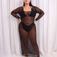 Jade Sheer Mesh Maxi Coverup - Black