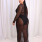 Jade Sheer Mesh Maxi Coverup - Black