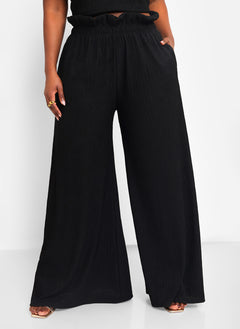 Janine Textured Wide Leg Pant W. Pockets