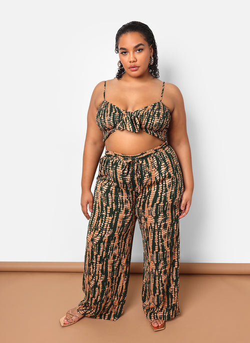 Kadijah Abstract Print Smocked Crop Top