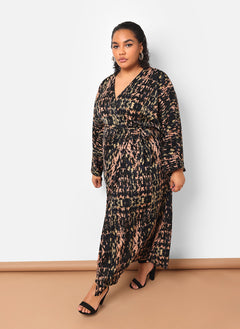 Ria Abstract Print Maxi Wrap Dress