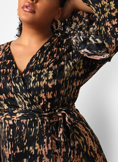 Ria Abstract Print Maxi Wrap Dress