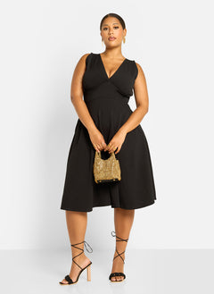 Kamelia Skater Midi Dress - Black