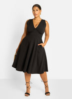 Kamelia Skater Midi Dress - Black