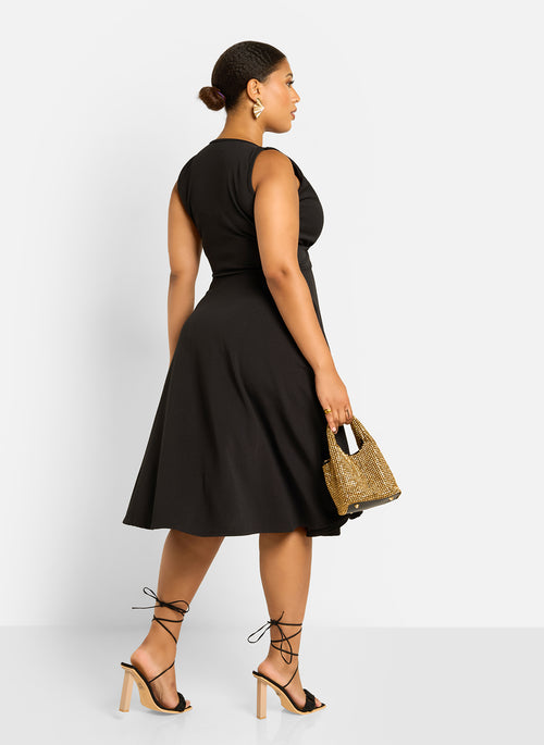 Kamelia Skater Midi Dress - Black