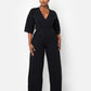 Karma Pleated Wide Leg Jumpsuit - Black