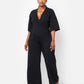 Karma Pleated Wide Leg Jumpsuit - Black