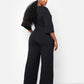 Karma Pleated Wide Leg Jumpsuit - Black