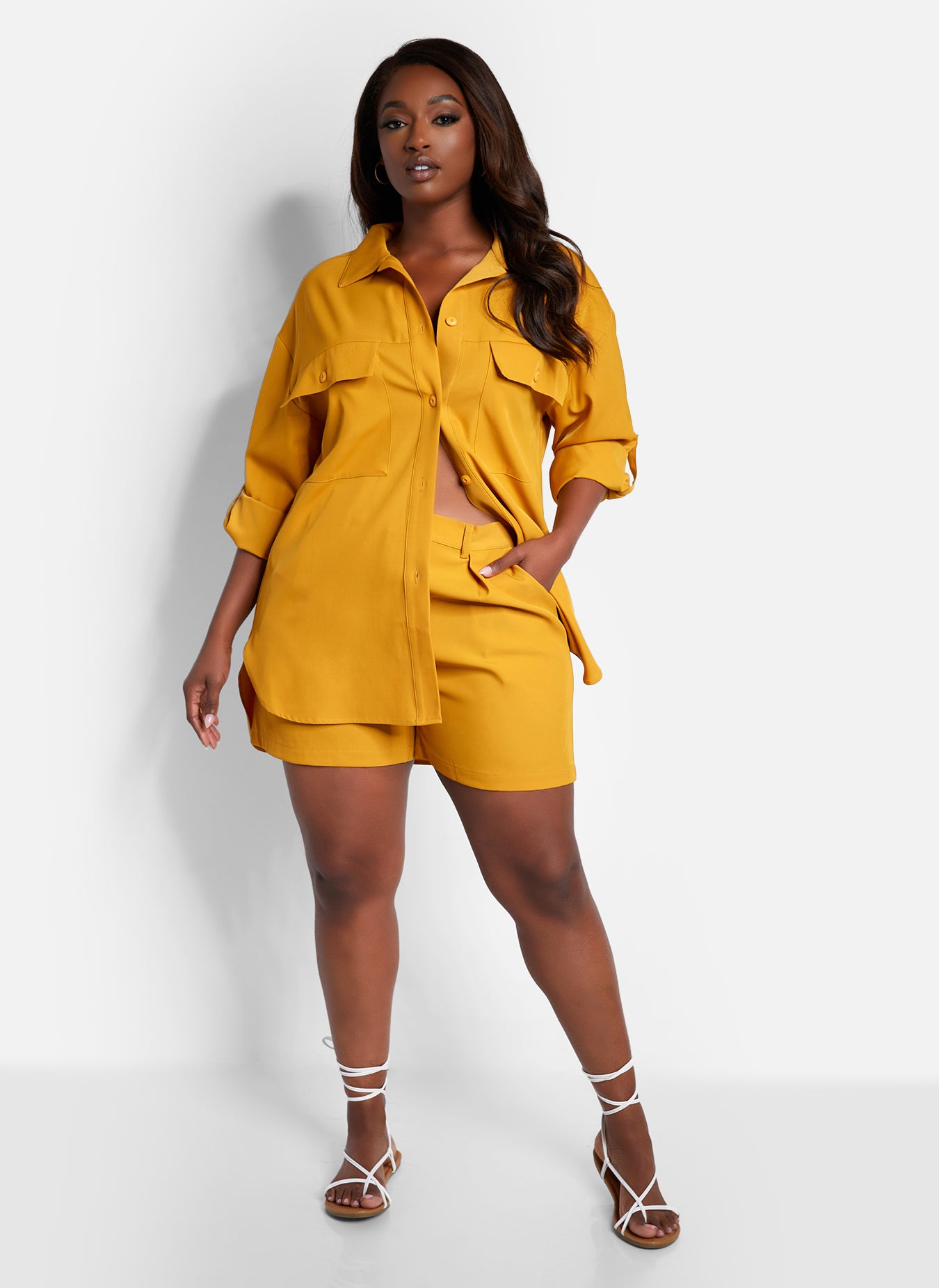 Keep Up Button Down Blouse - Burnt Mustard