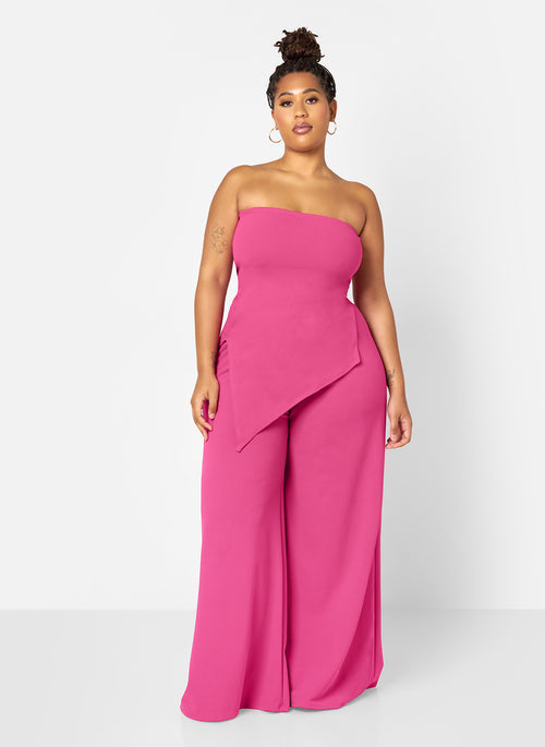 Layla Assymetrical Scuba Top - Pink