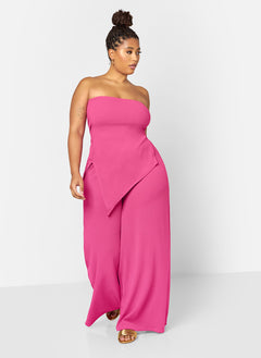 Layla Assymetrical Scuba Top - Pink