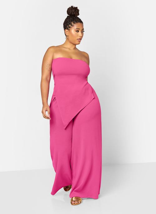 Layla Assymetrical Scuba Top - Pink