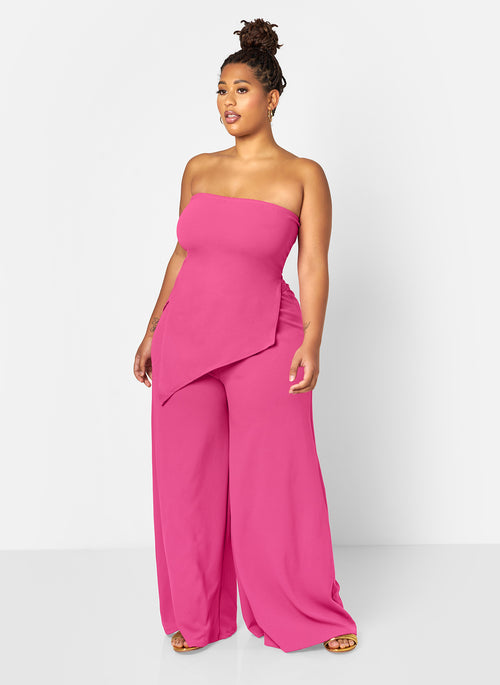 Layla Wide Leg Scuba Pants - Pink