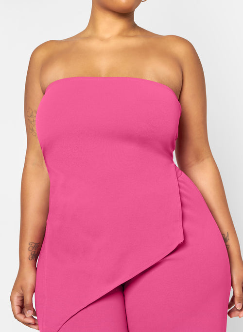 Layla Assymetrical Scuba Top - Pink
