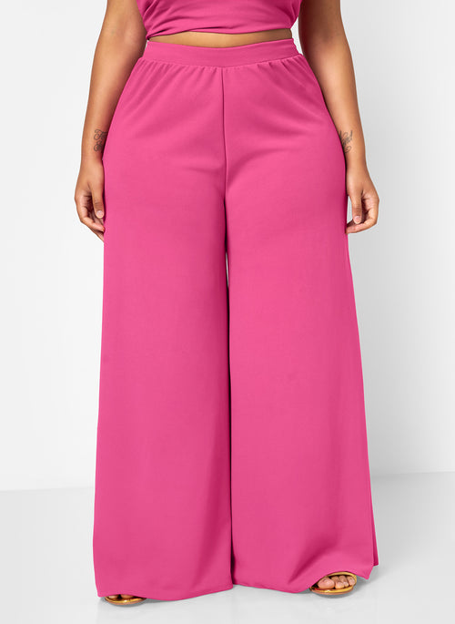 Layla Wide Leg Scuba Pants - Pink